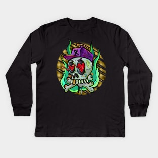 Skull and bones with love Kids Long Sleeve T-Shirt